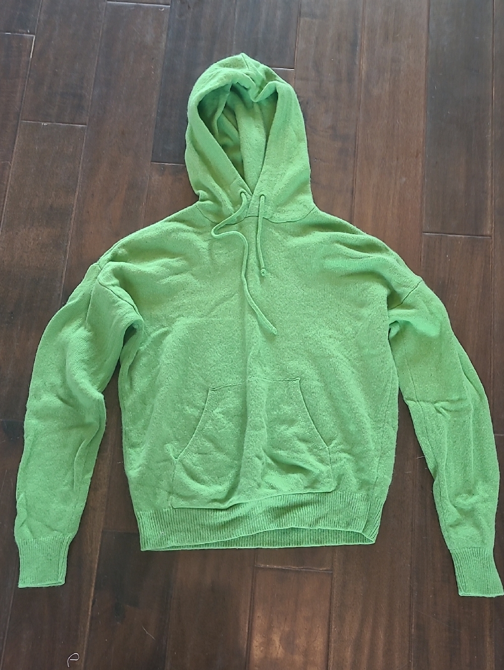Bright Green Hooded Pullover Cashmere Sweatshirt
